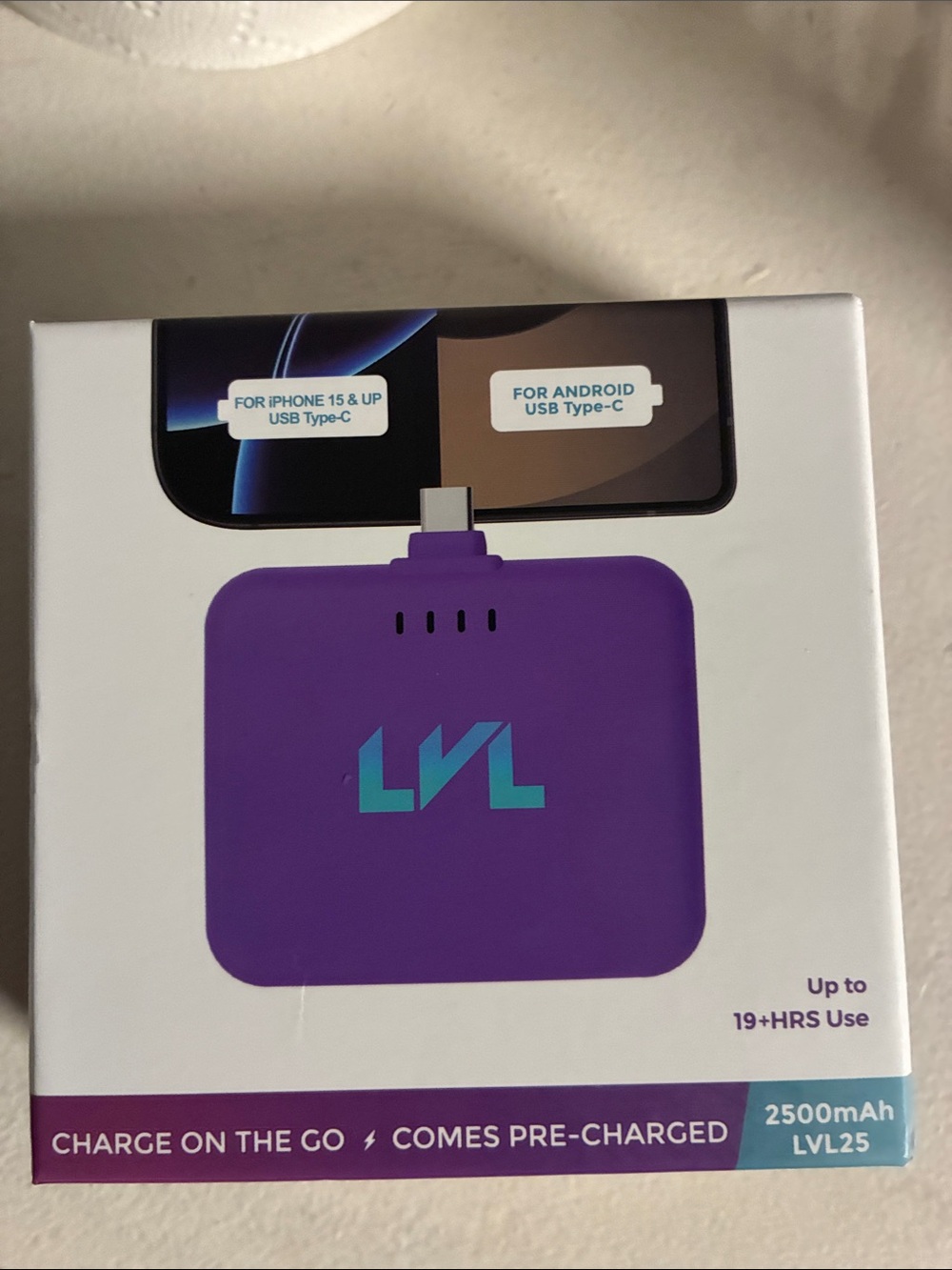 LVL Portable 2500mAh Power Bank - Purple